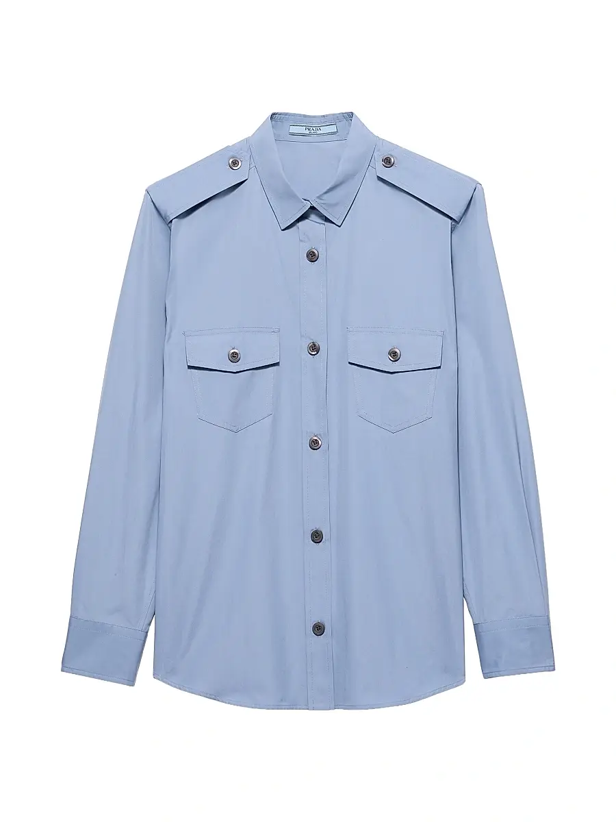 Prada Women's Cotton Poplin Shirt - Beige Khaki | Thumbnail 13 Prada Women's Cotton Poplin Shirt - Beige Khaki | Thumbnail 13