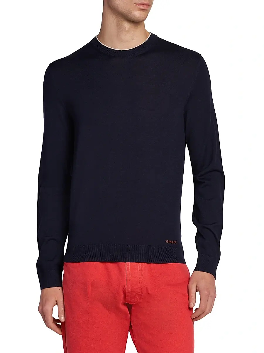 Versace Men's Wool Crewneck Sweater | Thumbnail 3 Versace Men's Wool Crewneck Sweater | Thumbnail 3