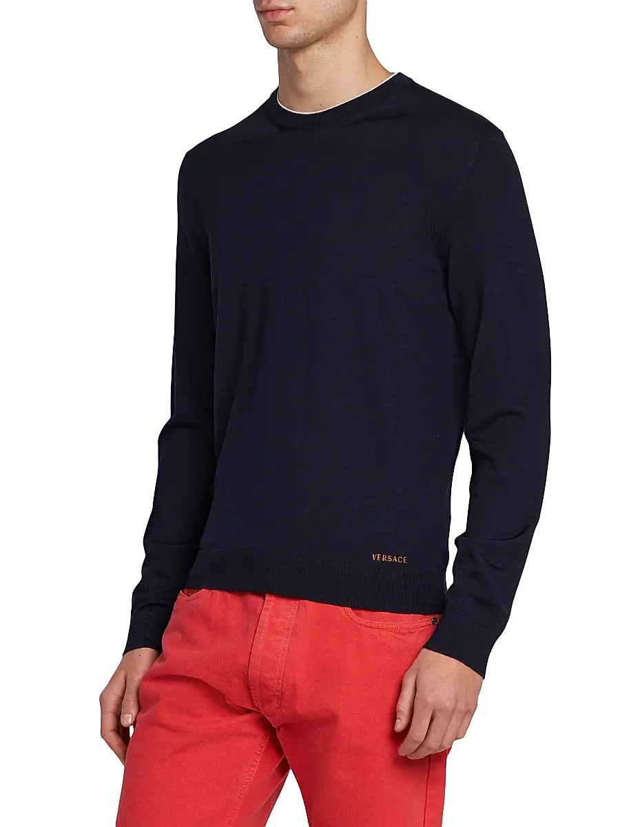 Versace Men's Wool Crewneck Sweater | Thumbnail 4 Versace Men's Wool Crewneck Sweater | Thumbnail 4