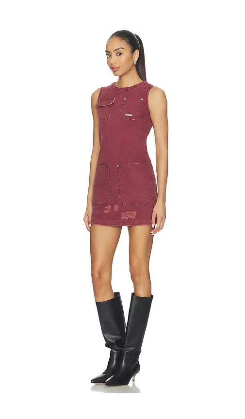 PRIVATE POLICY Distressed Canvas Dress | Thumbnail 2 PRIVATE POLICY Distressed Canvas Dress | Thumbnail 2