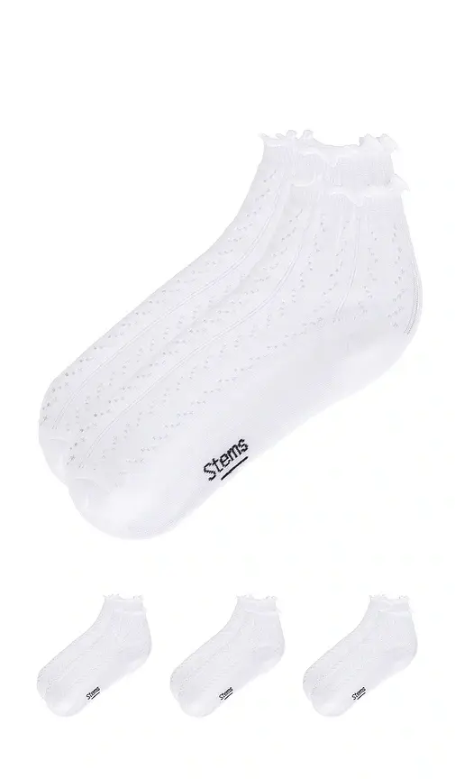 Stems 3-pack Pointelle Mid Crew Socks | Thumbnail 2 Stems 3-pack Pointelle Mid Crew Socks | Thumbnail 2