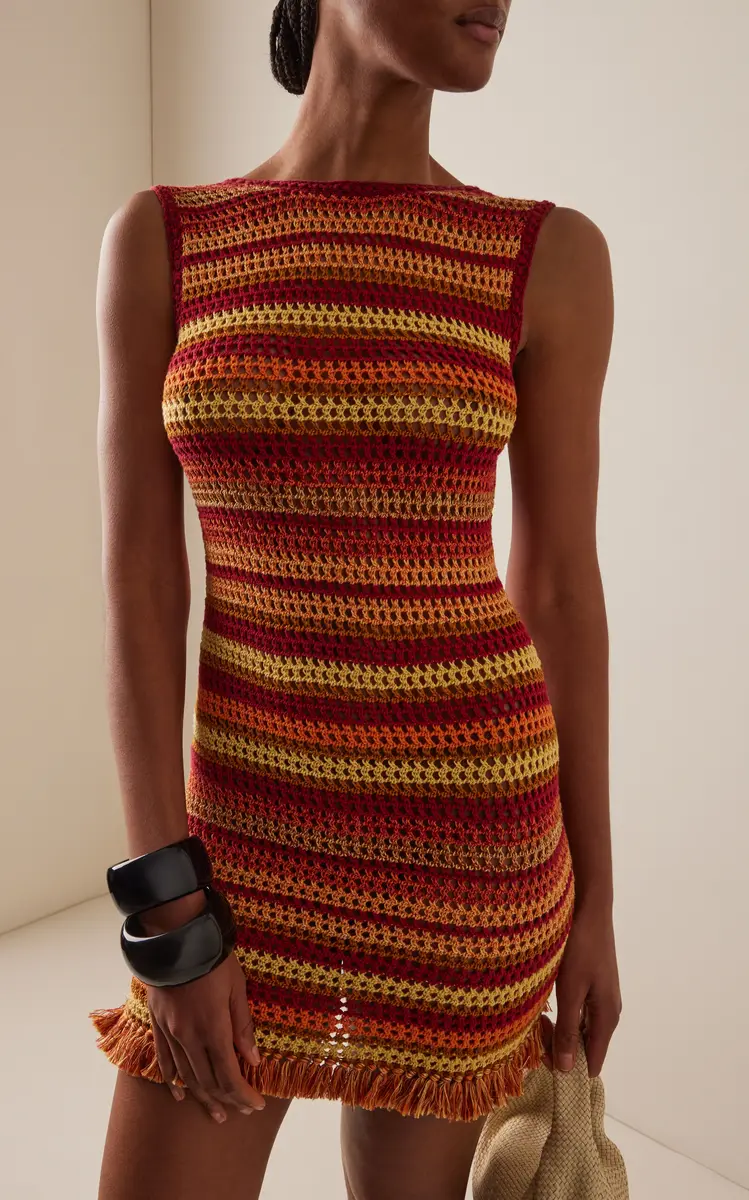 ESCVDO Nevado Crocheted Cotton Mini Dress | Thumbnail 2