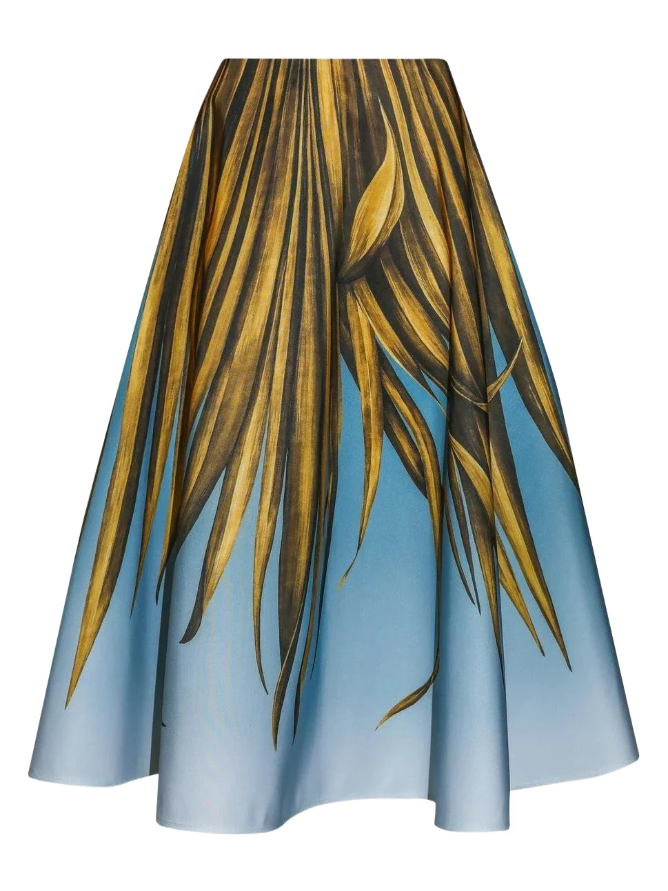 Oscar de la Renta Palm Print Ombre Circle Skirt