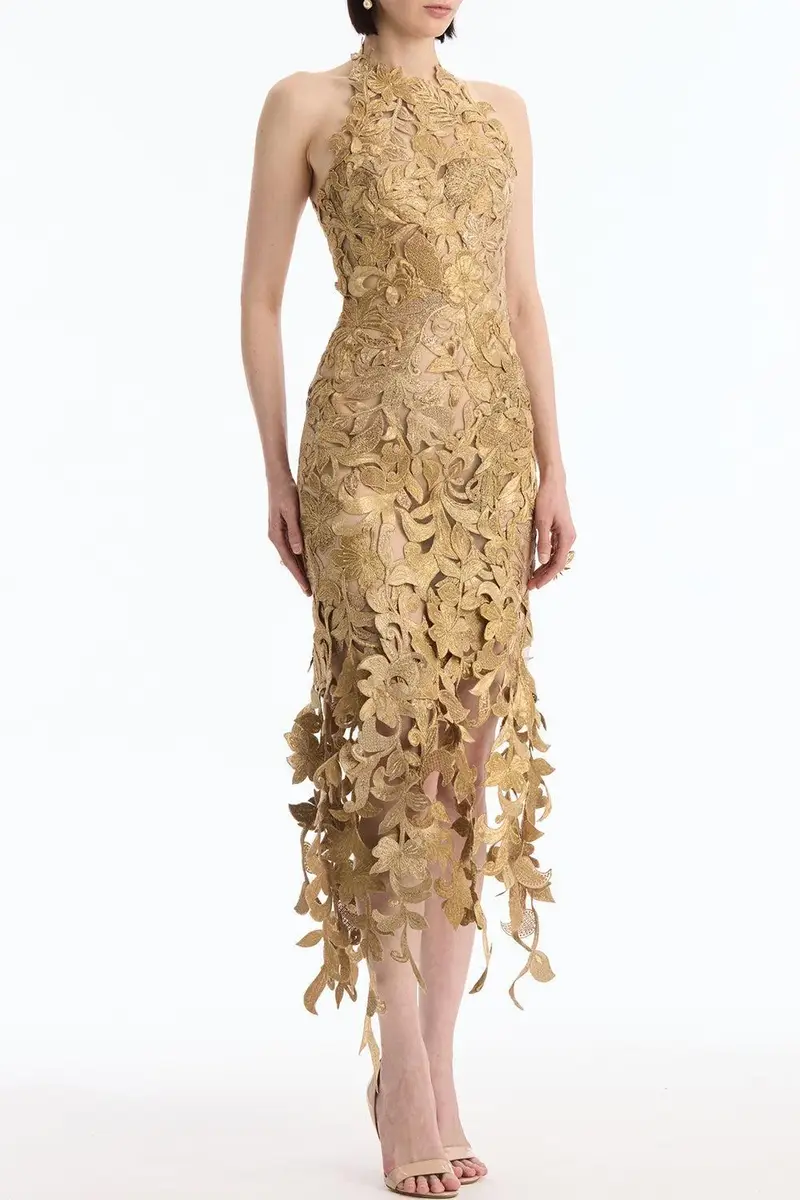 Oscar de la Renta Sleeveless Corded Florals Cocktail Dress | Thumbnail 5 Oscar de la Renta Sleeveless Corded Florals Cocktail Dress | Thumbnail 5
