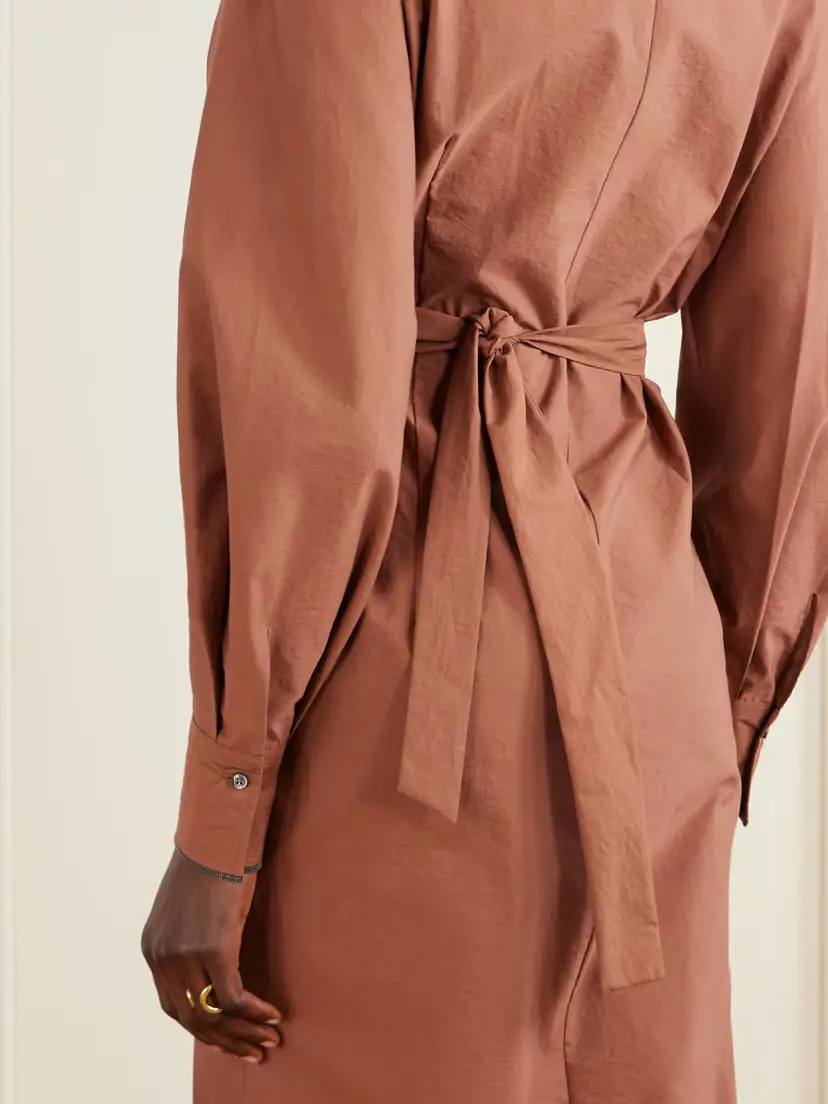 Brunello Cucinelli Embellished Cotton-blend Midi Wrap Dress | Thumbnail 5 Brunello Cucinelli Embellished Cotton-blend Midi Wrap Dress | Thumbnail 5