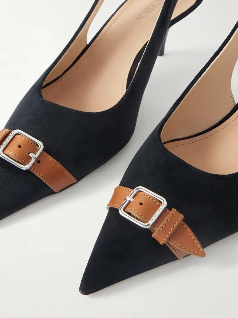 JW Anderson Buckled Leather-trimmed Velvet Slingback Pumps | Thumbnail 5