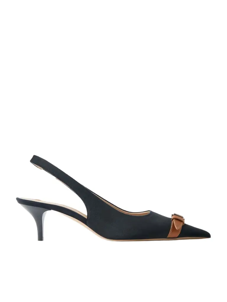 Buckled Leather-trimmed Velvet Slingback Pumps Buckled Leather-trimmed Velvet Slingback Pumps