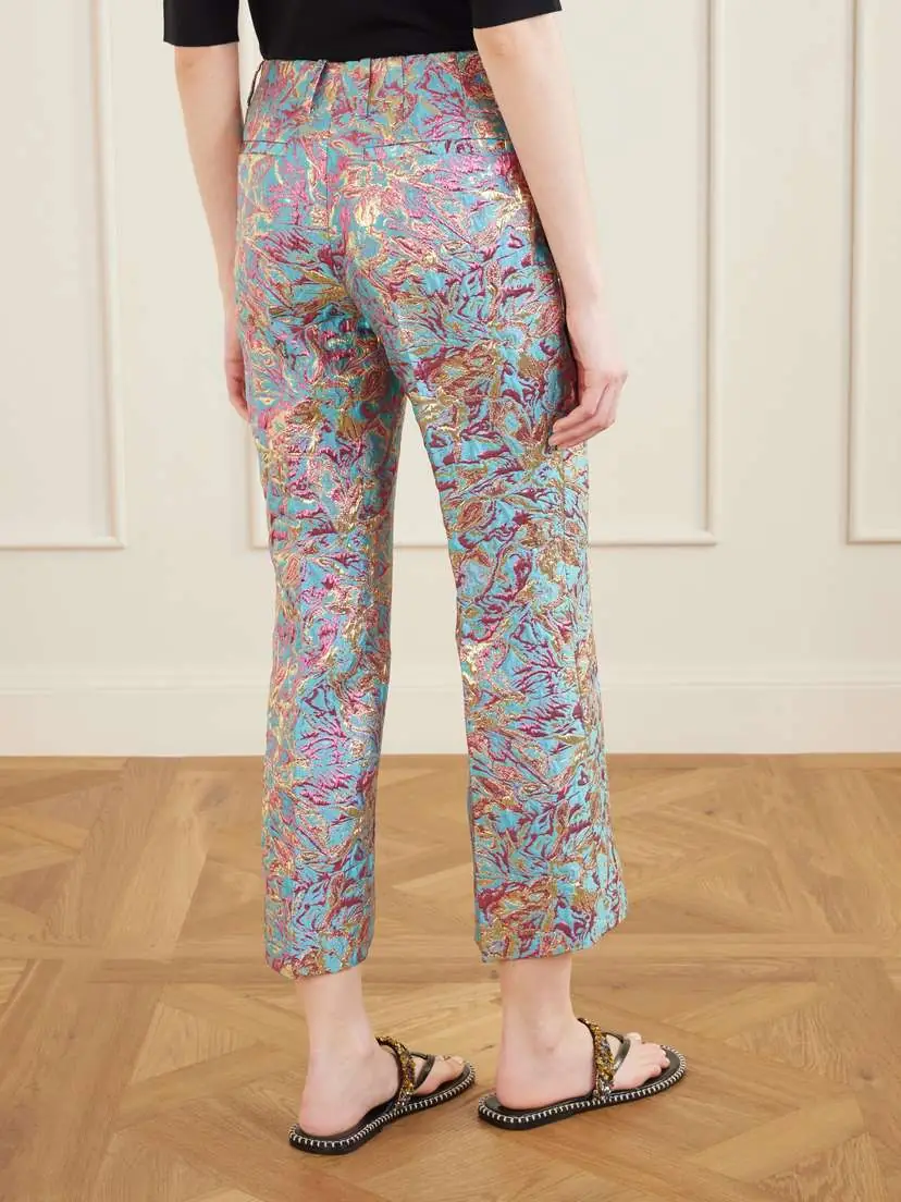 Dries Van Noten Cropped Metallic Jacquard Straight-leg Pants | Thumbnail 3 Dries Van Noten Cropped Metallic Jacquard Straight-leg Pants | Thumbnail 3