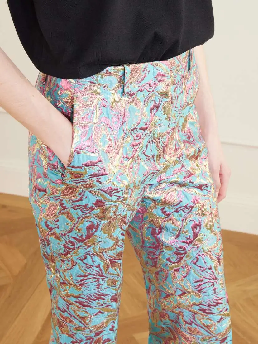 Dries Van Noten Cropped Metallic Jacquard Straight-leg Pants | Thumbnail 4 Dries Van Noten Cropped Metallic Jacquard Straight-leg Pants | Thumbnail 4
