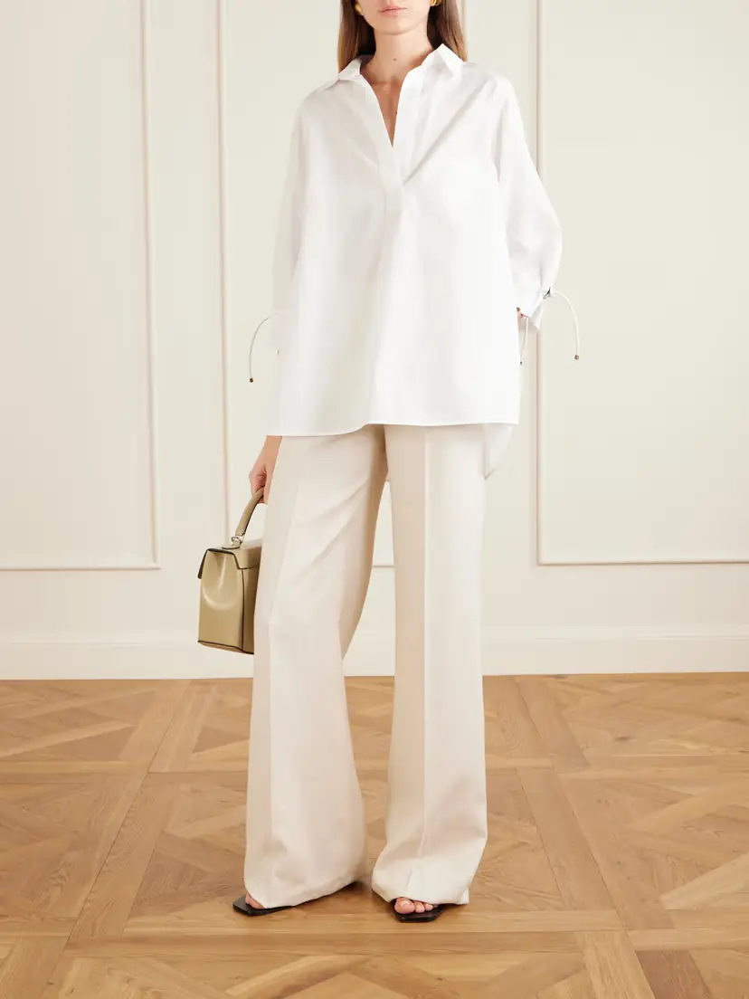 Max Mara Tie-detailed Cotton-poplin Blouse | Thumbnail 2 Max Mara Tie-detailed Cotton-poplin Blouse | Thumbnail 2