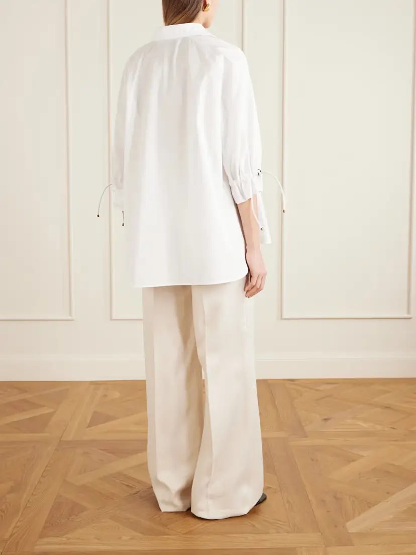 Max Mara Tie-detailed Cotton-poplin Blouse | Thumbnail 3 Max Mara Tie-detailed Cotton-poplin Blouse | Thumbnail 3