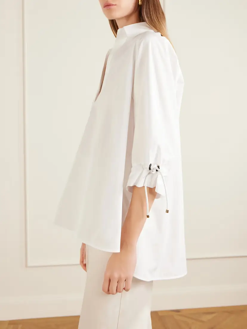 Max Mara Tie-detailed Cotton-poplin Blouse | Thumbnail 4 Max Mara Tie-detailed Cotton-poplin Blouse | Thumbnail 4
