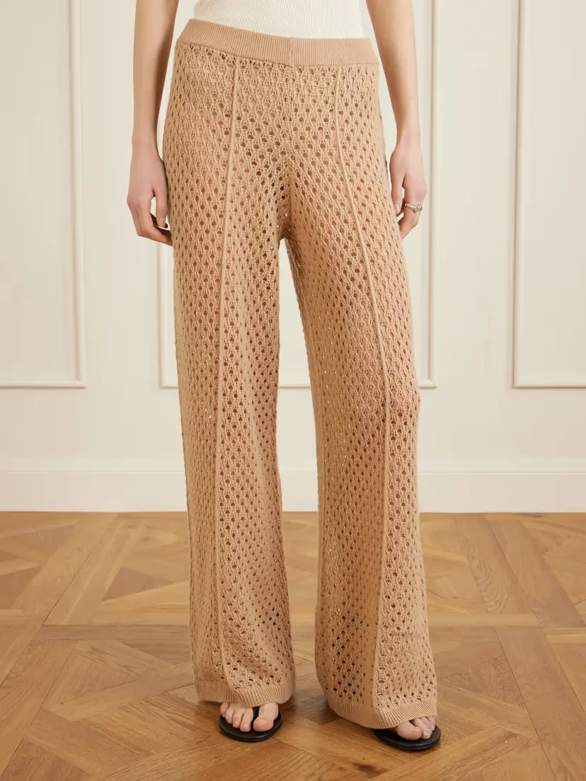 Allude Crochet-knit Wool And Cashmere-blend Wide-leg Pants | Thumbnail 3 Allude Crochet-knit Wool And Cashmere-blend Wide-leg Pants | Thumbnail 3
