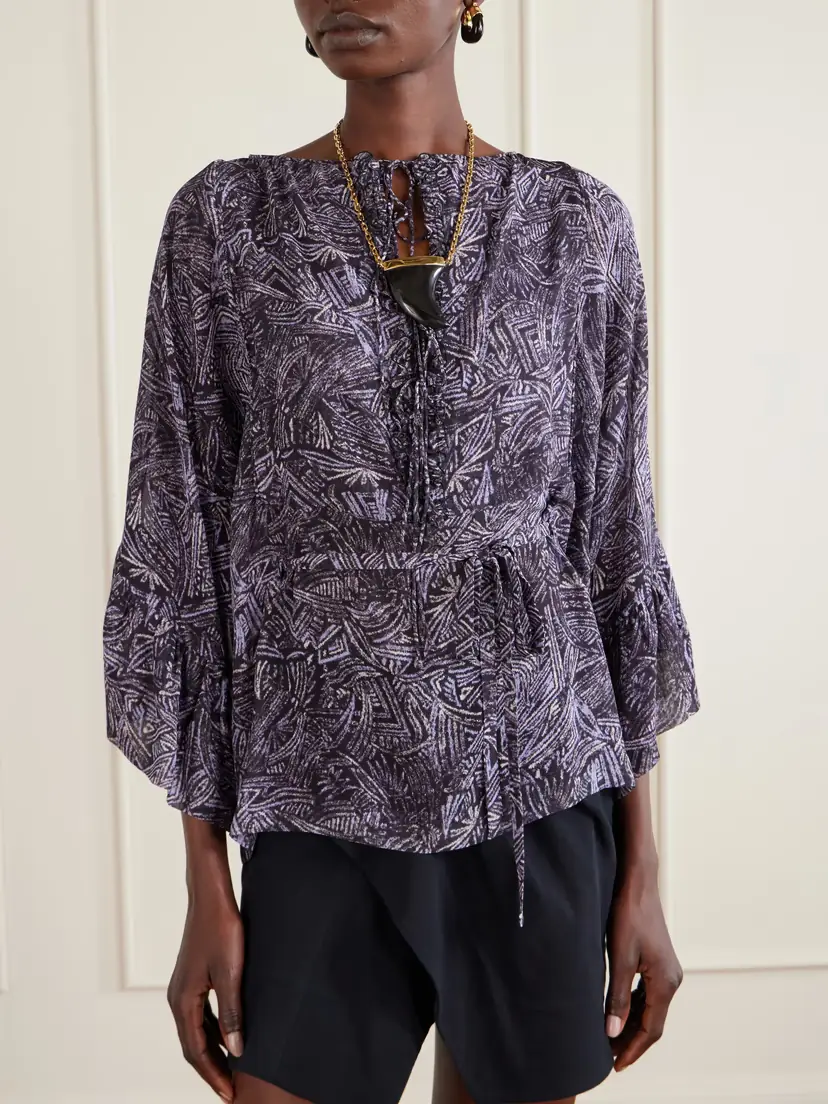 Isabel Marant Tekia Belted Silk Top | Thumbnail 3