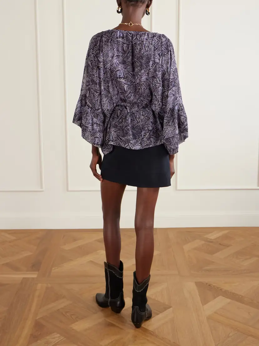 Isabel Marant Tekia Belted Silk Top | Thumbnail 4