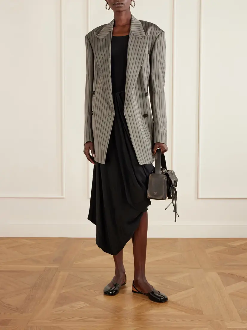 Maison Margiela Asymmetric Gathered Satin Midi Skirt | Thumbnail 2 Maison Margiela Asymmetric Gathered Satin Midi Skirt | Thumbnail 2