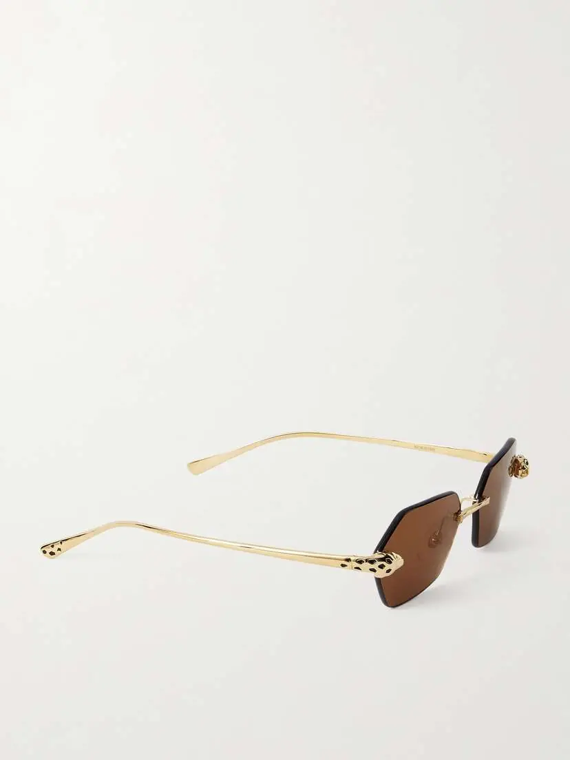 Cartier Eyewear Panthère De Cartier Rimless Hexagon-frame Gold-tone Sunglasses | Thumbnail 3 Cartier Eyewear Panthère De Cartier Rimless Hexagon-frame Gold-tone Sunglasses | Thumbnail 3