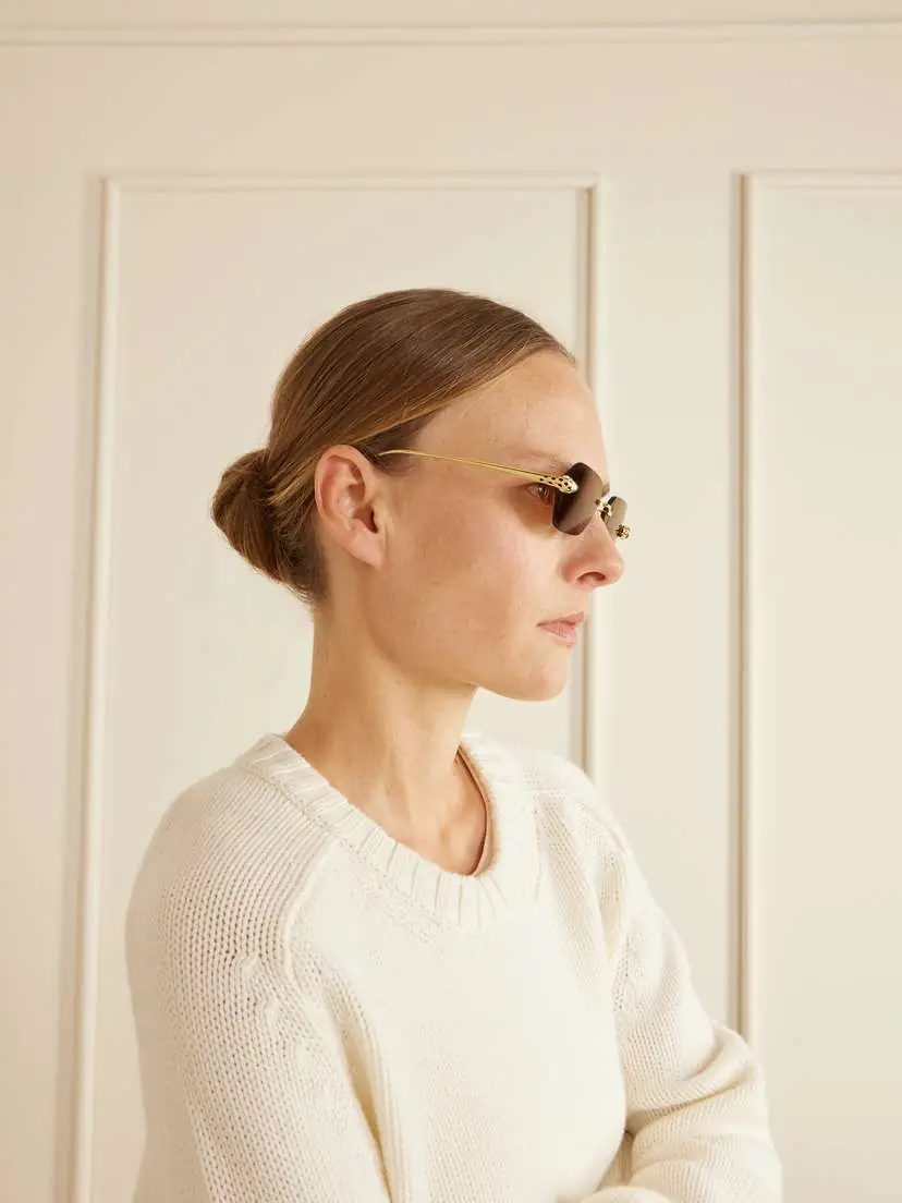 Cartier Eyewear Panthère De Cartier Rimless Hexagon-frame Gold-tone Sunglasses | Thumbnail 4 Cartier Eyewear Panthère De Cartier Rimless Hexagon-frame Gold-tone Sunglasses | Thumbnail 4