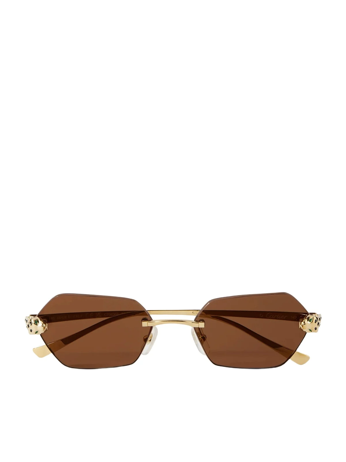 Cartier Eyewear Panthère De Cartier Rimless Hexagon-frame Gold-tone Sunglasses