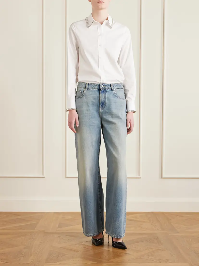 Alexander McQueen Crystal-embellished Cotton-poplin Shirt | Thumbnail 2 Alexander McQueen Crystal-embellished Cotton-poplin Shirt | Thumbnail 2