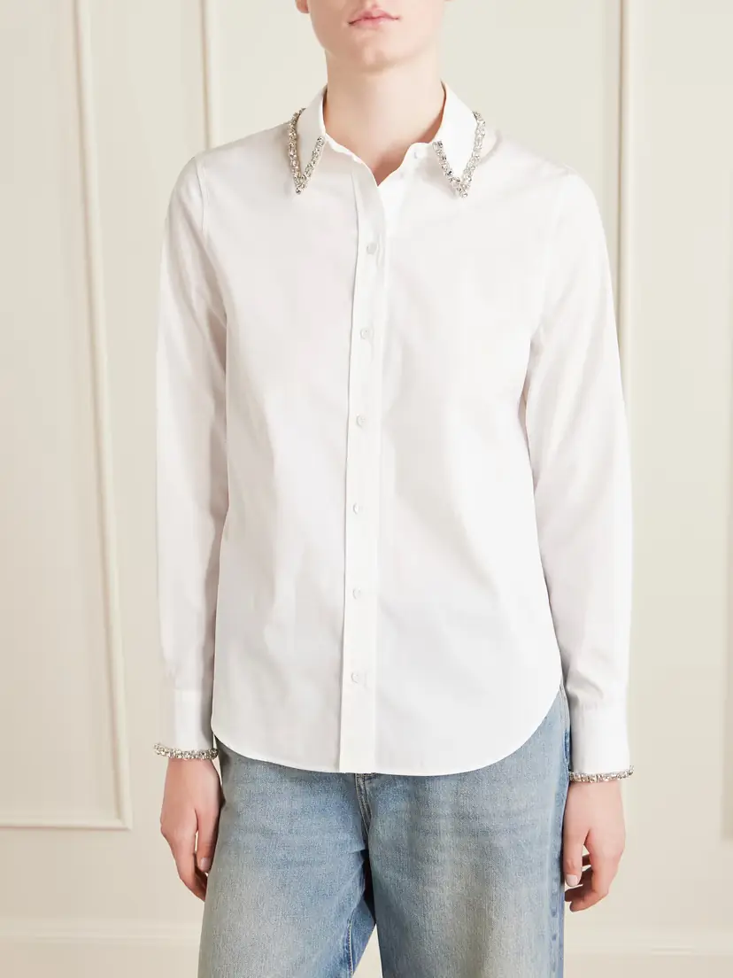 Alexander McQueen Crystal-embellished Cotton-poplin Shirt | Thumbnail 3 Alexander McQueen Crystal-embellished Cotton-poplin Shirt | Thumbnail 3