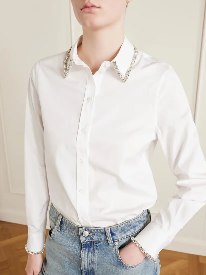 Alexander McQueen Crystal-embellished Cotton-poplin Shirt | Thumbnail 5 Alexander McQueen Crystal-embellished Cotton-poplin Shirt | Thumbnail 5