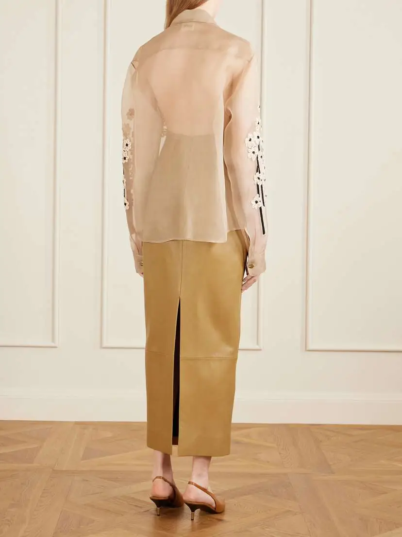 Khaite Appliquéd Embroidered Silk-organza Shirt | Thumbnail 4 Khaite Appliquéd Embroidered Silk-organza Shirt | Thumbnail 4
