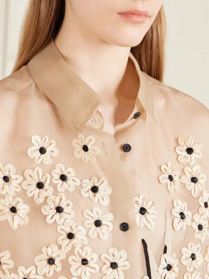 Khaite Appliquéd Embroidered Silk-organza Shirt | Thumbnail 5 Khaite Appliquéd Embroidered Silk-organza Shirt | Thumbnail 5