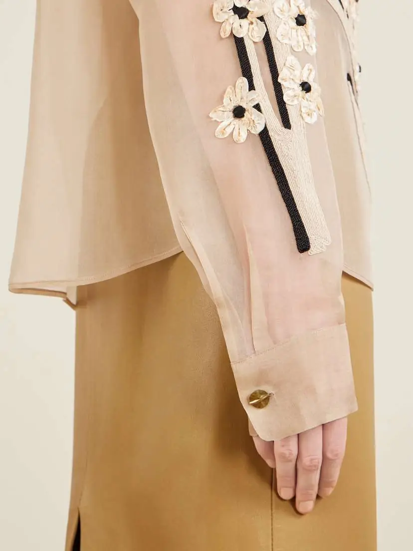 Khaite Appliquéd Embroidered Silk-organza Shirt | Thumbnail 6 Khaite Appliquéd Embroidered Silk-organza Shirt | Thumbnail 6