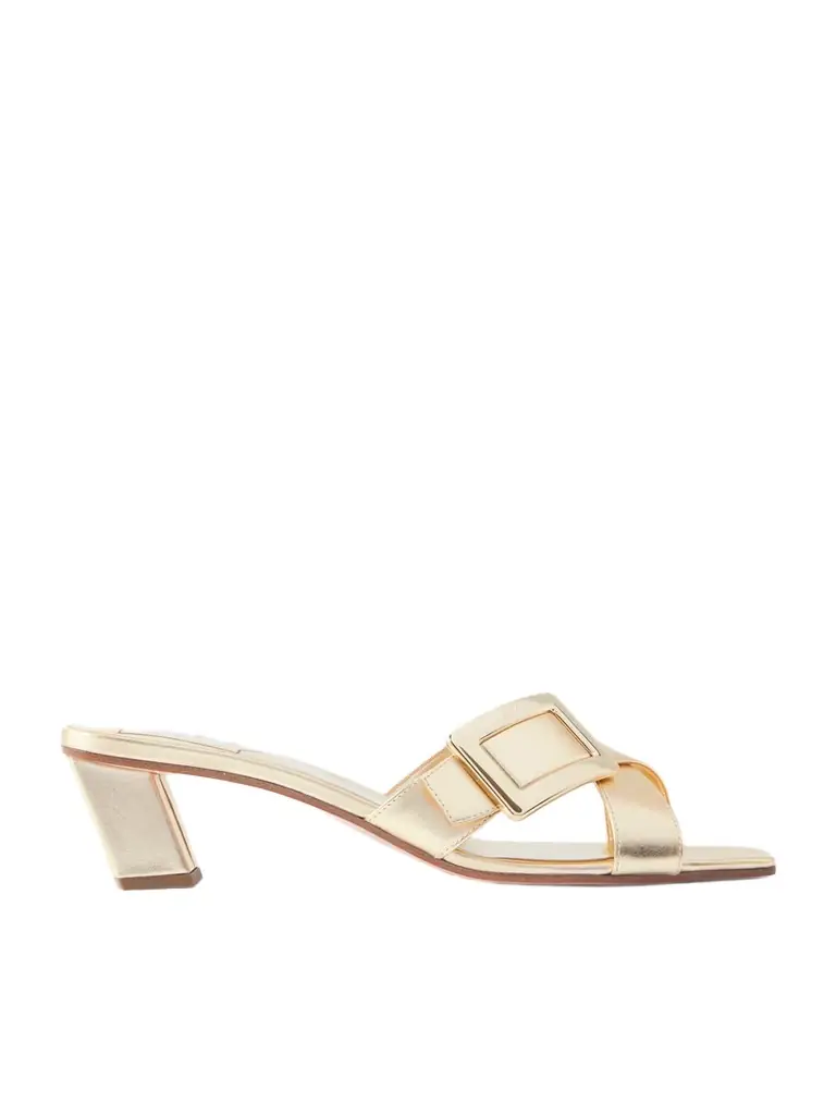 Roger Vivier 45 Buckled Metallic Leather Mules | Image 1 Roger Vivier 45 Buckled Metallic Leather Mules | Image 1