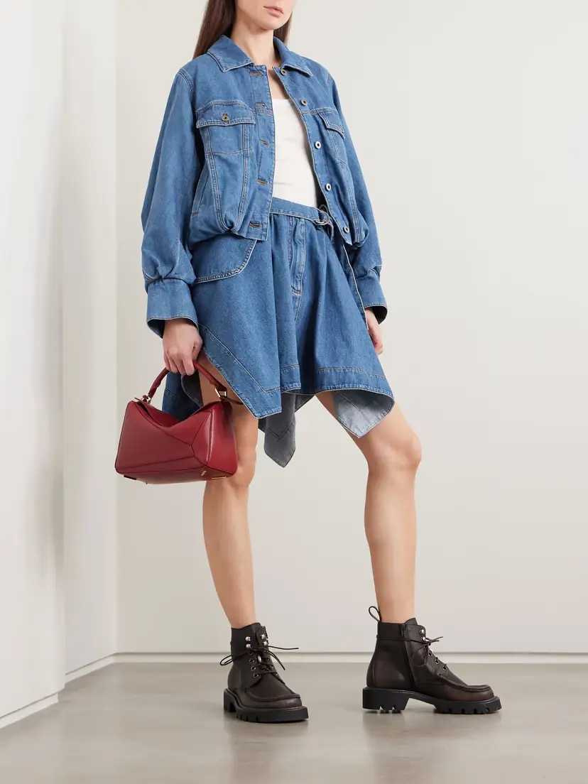 Loewe Belted Asymmetric Draped Embroidered Denim Mini Skirt | Thumbnail 2 Loewe Belted Asymmetric Draped Embroidered Denim Mini Skirt | Thumbnail 2