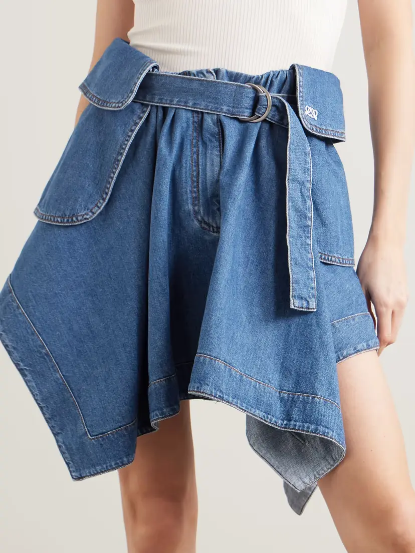Loewe Belted Asymmetric Draped Embroidered Denim Mini Skirt | Thumbnail 3 Loewe Belted Asymmetric Draped Embroidered Denim Mini Skirt | Thumbnail 3