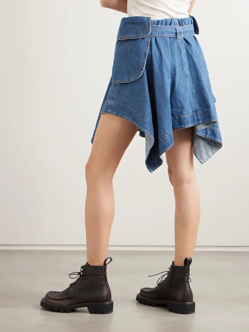 Loewe Belted Asymmetric Draped Embroidered Denim Mini Skirt | Thumbnail 4 Loewe Belted Asymmetric Draped Embroidered Denim Mini Skirt | Thumbnail 4