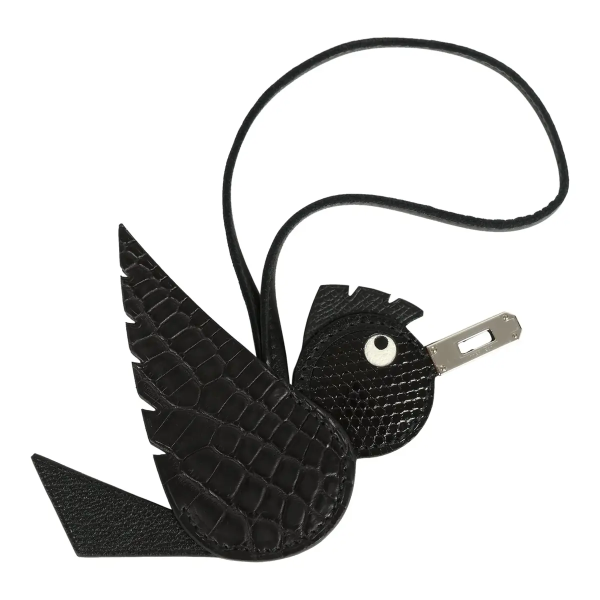 HERMÈS Hermes Birdy Charm Black Matte Alligator & Lizard Niloticus Touch, Chevre Mysore, Epsom & Milo Lambskin Palladium Hardware | Thumbnail 2 HERMÈS Hermes Birdy Charm Black Matte Alligator & Lizard Niloticus Touch, Chevre Mysore, Epsom & Milo Lambskin Palladium Hardware | Thumbnail 2