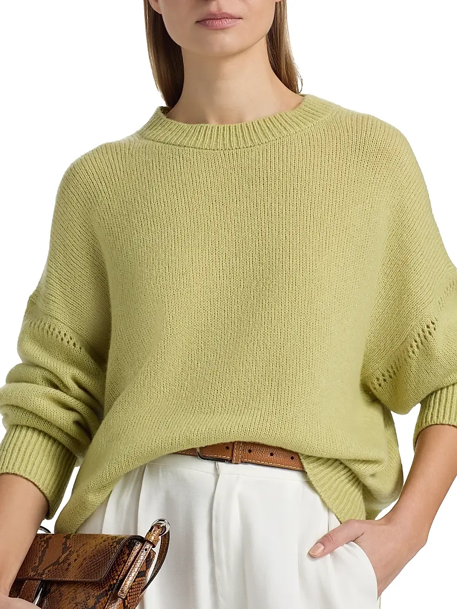 The Elder Statesman Women's Nimbus Calla Cashmere-Cotton Crewneck Sweater | Thumbnail 6