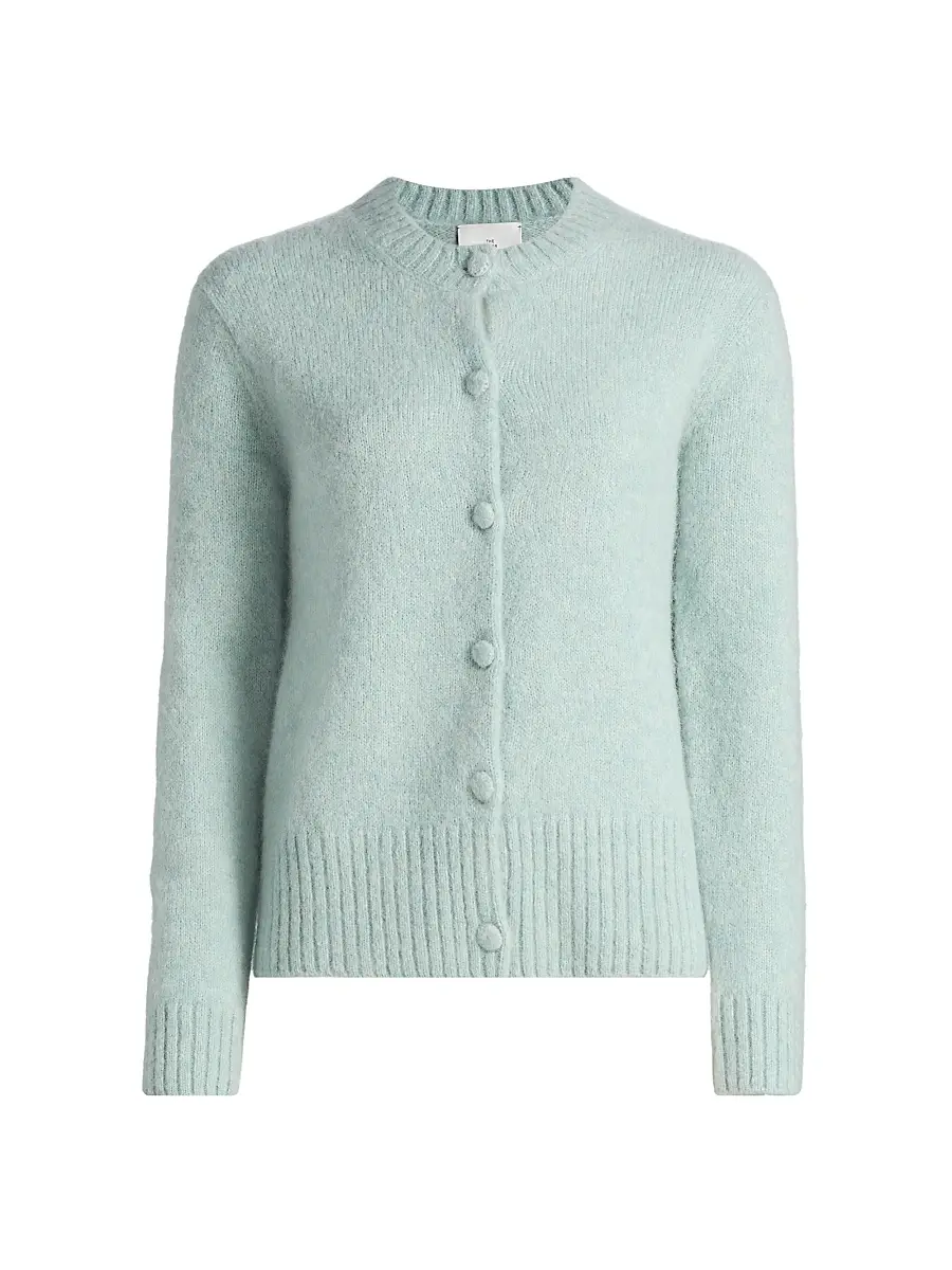 The Elder Statesman Women's Indie Alpaca-Blend Cardigan - Misty Blue | Image 1 The Elder Statesman Women's Indie Alpaca-Blend Cardigan - Misty Blue | Image 1