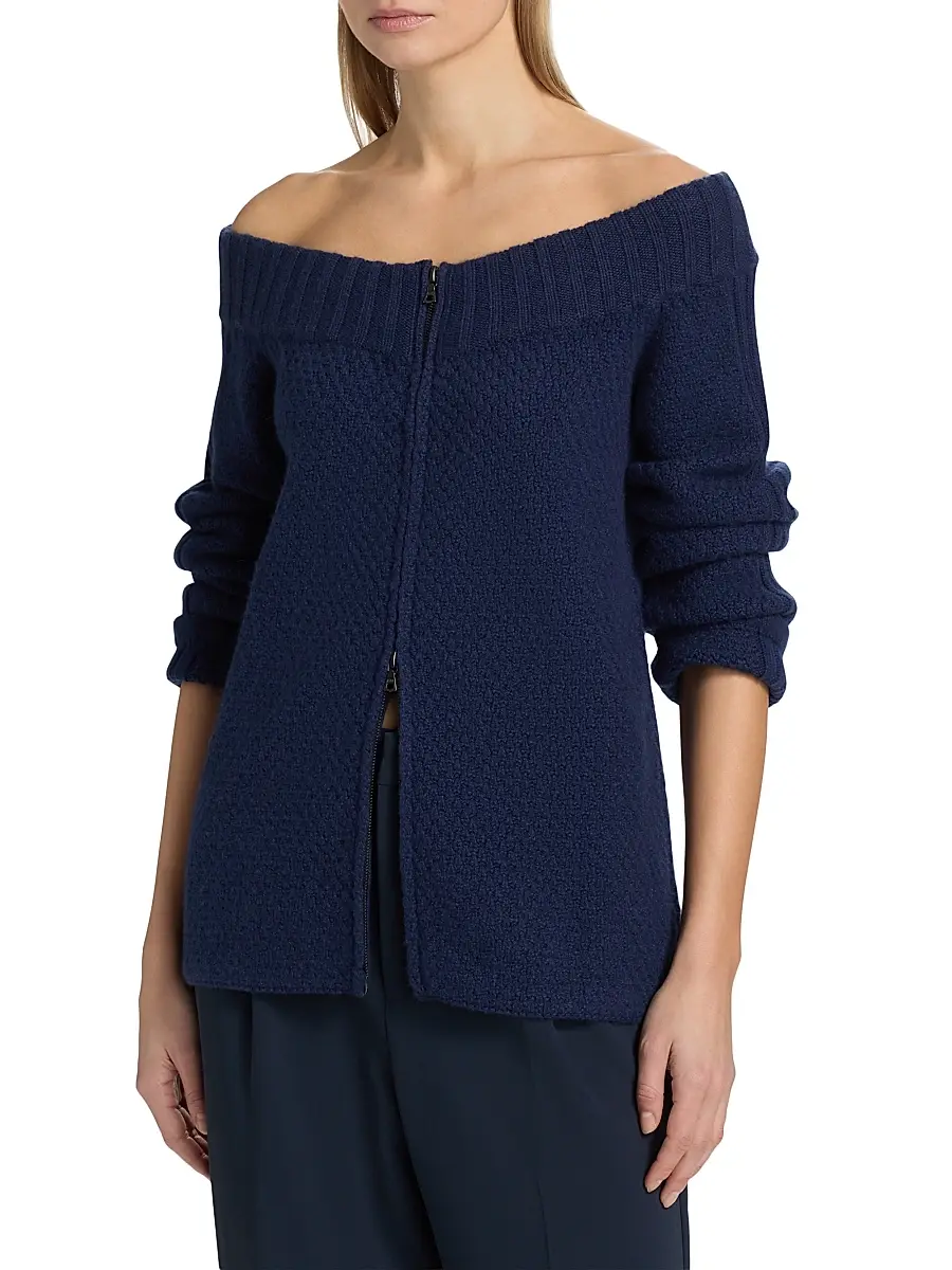 The Elder Statesman Women's Rosie Cashmere Off-the-Shoulder Cardigan | Thumbnail 3