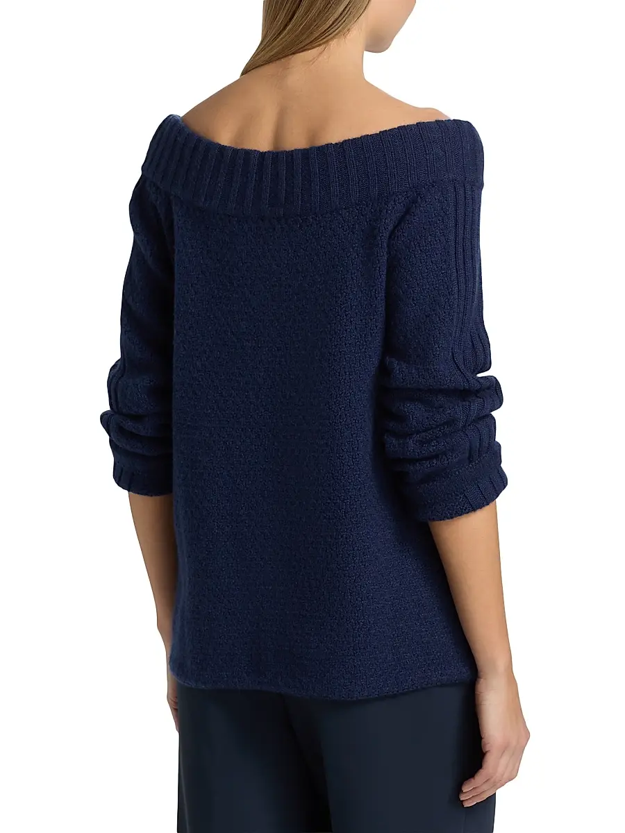 The Elder Statesman Women's Rosie Cashmere Off-the-Shoulder Cardigan | Thumbnail 5