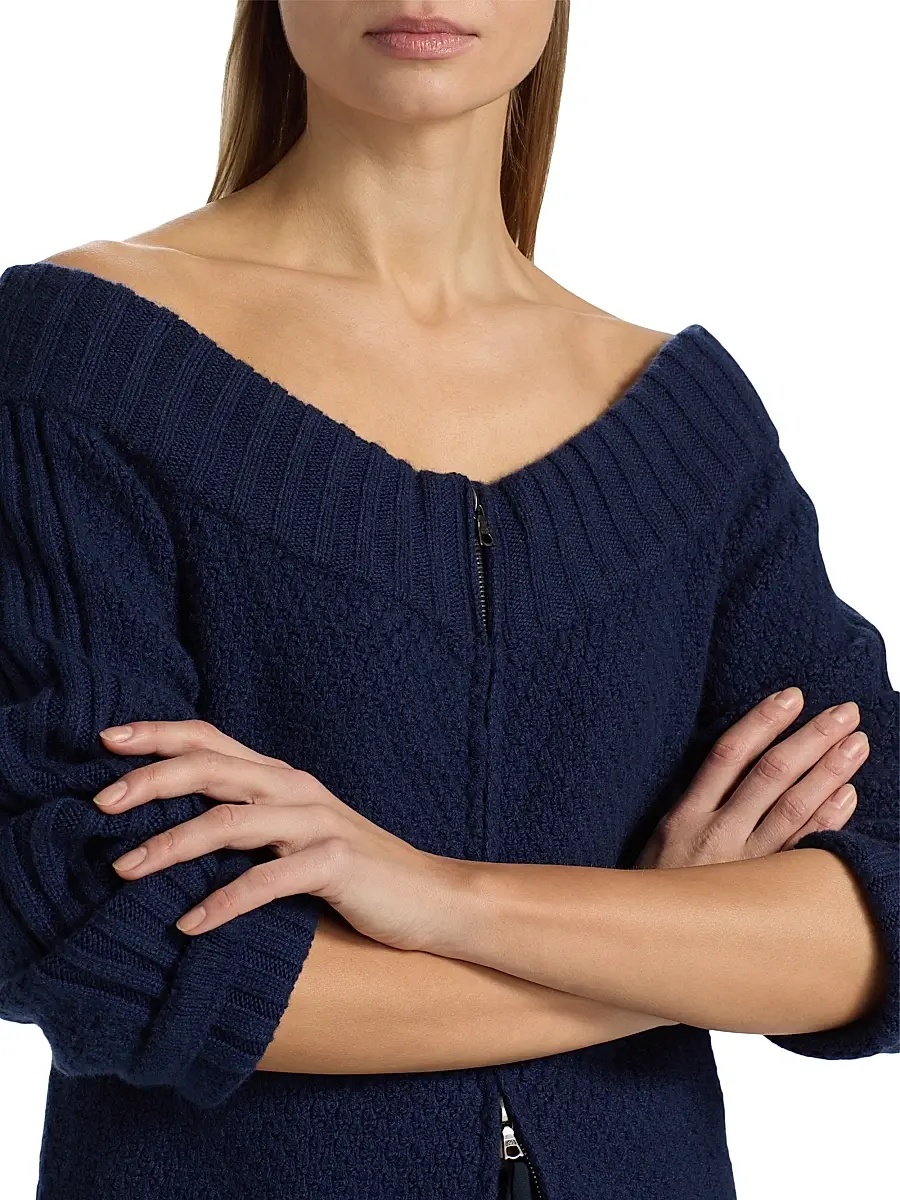 The Elder Statesman Women's Rosie Cashmere Off-the-Shoulder Cardigan | Thumbnail 6