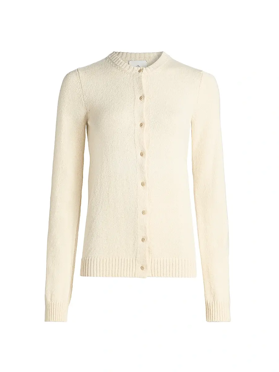The Elder Statesman Women's Nora Lite Ruth Cotton Cardigan - Natural | Image 1 The Elder Statesman Women's Nora Lite Ruth Cotton Cardigan - Natural | Image 1