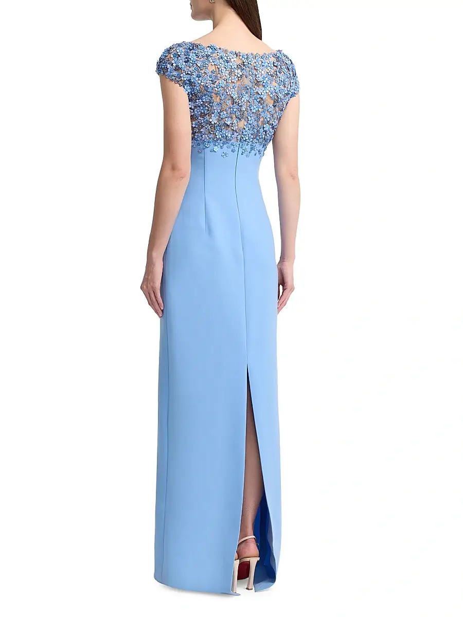 Oscar de la Renta Women's Crystal-Embellished Hydrangea Column Gown | Thumbnail 5