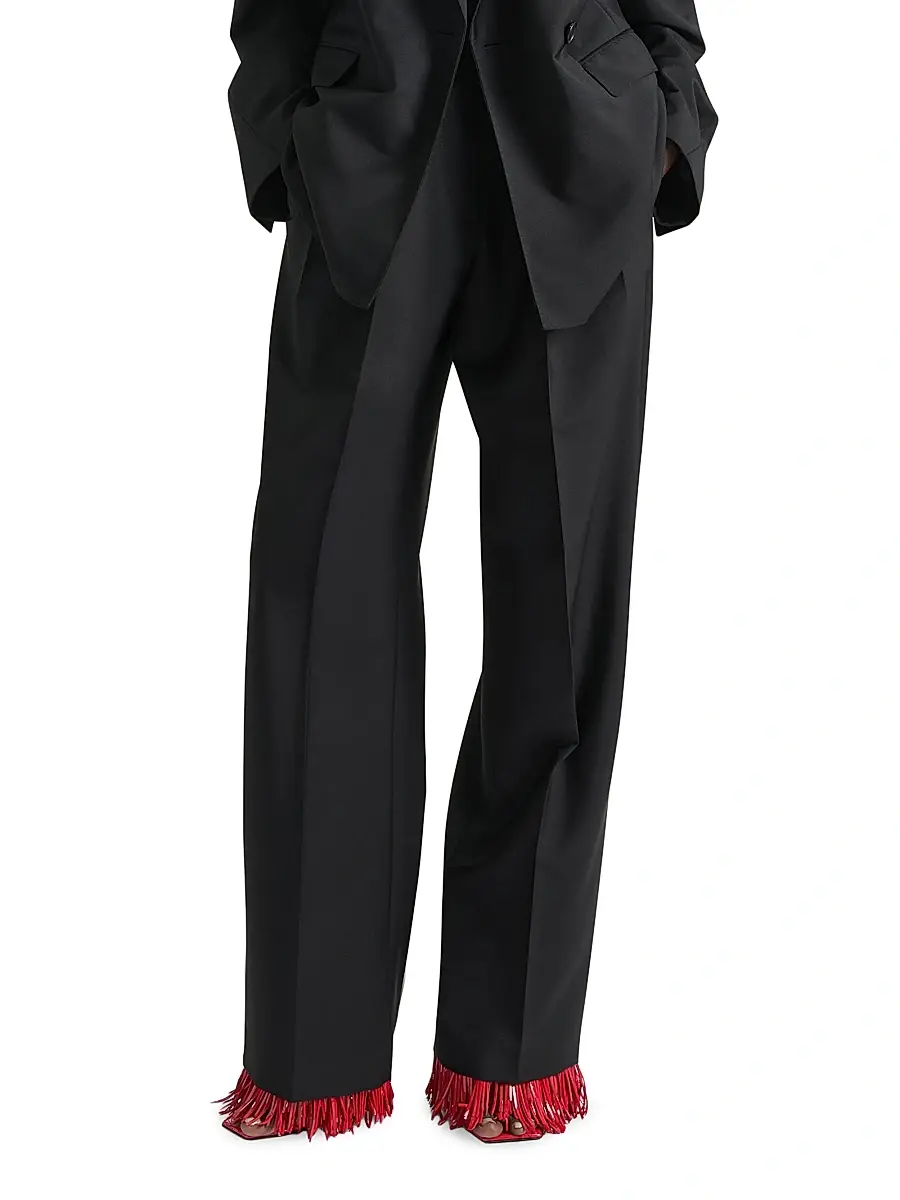 Givenchy Women's Double Pleat Pants in Wool and Mohair - Black | Thumbnail 2 Givenchy Women's Double Pleat Pants in Wool and Mohair - Black | Thumbnail 2