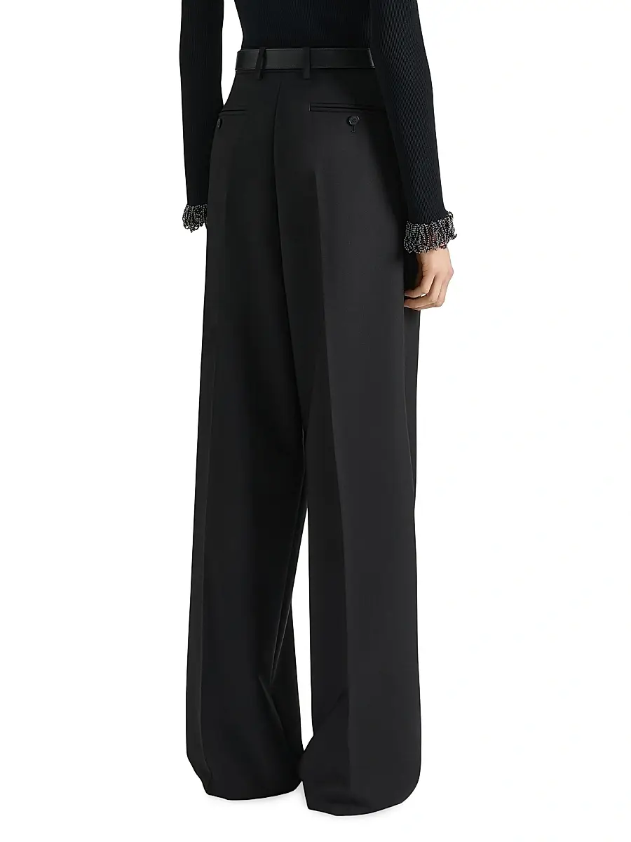 Givenchy Women's Double Pleat Pants in Wool and Mohair - Black | Thumbnail 3 Givenchy Women's Double Pleat Pants in Wool and Mohair - Black | Thumbnail 3