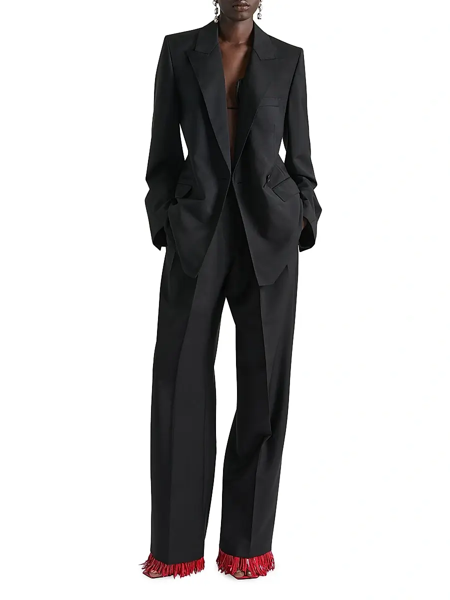 Givenchy Women's Double Pleat Pants in Wool and Mohair - Black | Thumbnail 4 Givenchy Women's Double Pleat Pants in Wool and Mohair - Black | Thumbnail 4