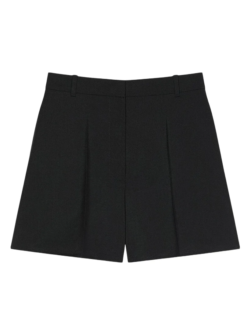 Givenchy Women's Pleated Back Shorts in Wool and Mohair - Black