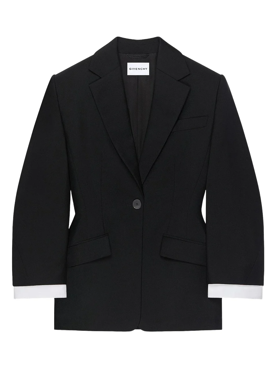 Women's Single-Breasted Cocoon Blazer in Wool and Mohair - Black Women's Single-Breasted Cocoon Blazer in Wool and Mohair - Black