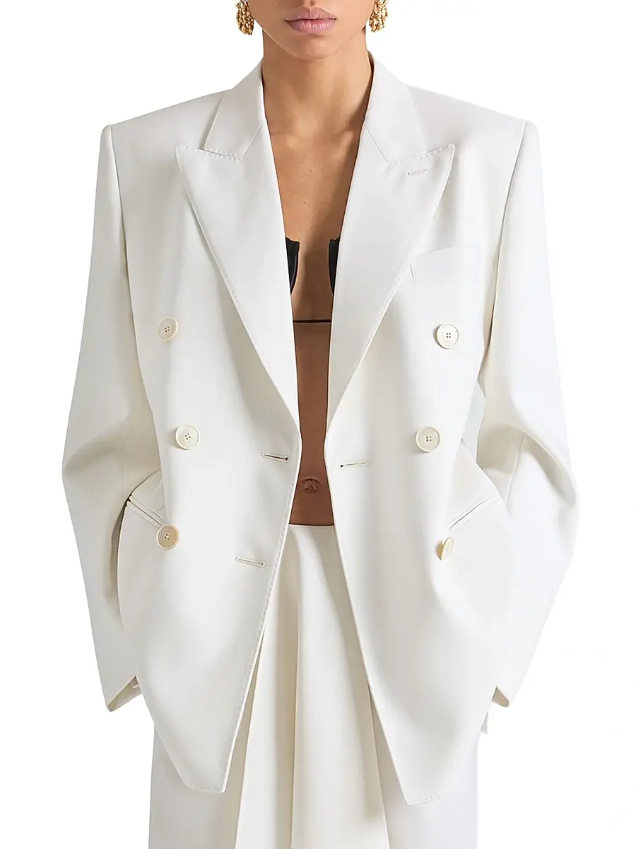 Givenchy Women's Double-Breasted Blazer in Wool and Mohair - White | Thumbnail 3