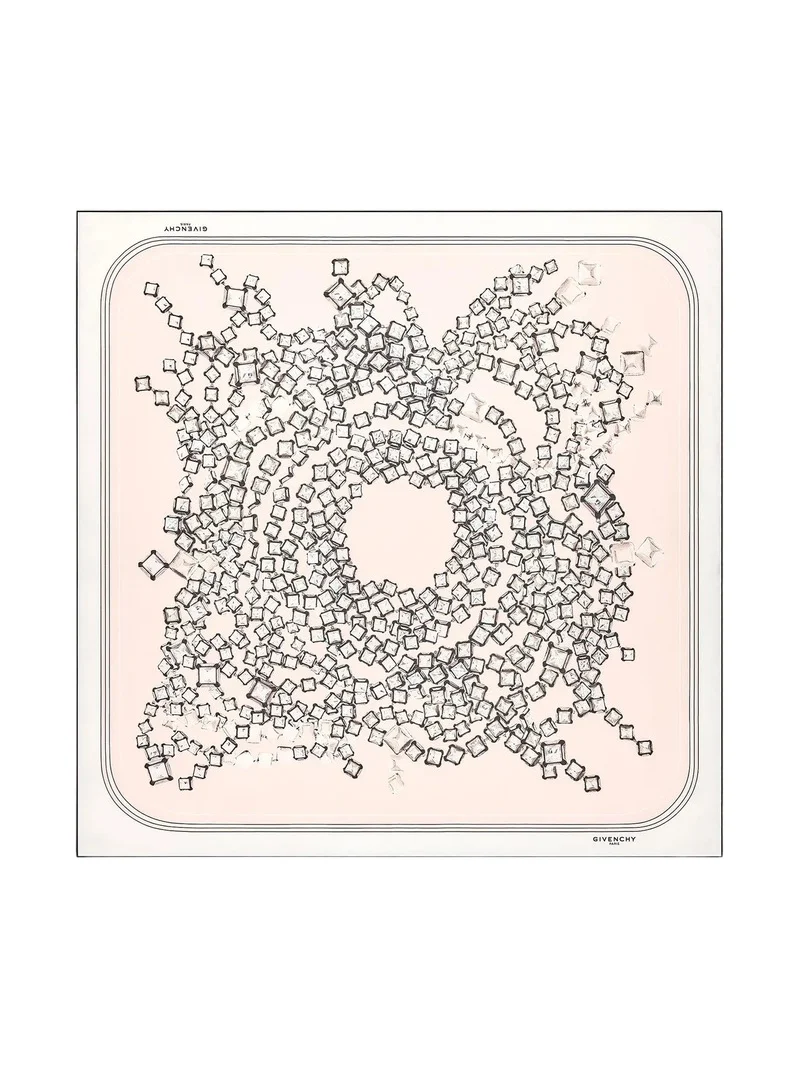 Women's Square Scarf in Silk with Deconstructed Crystals Print Women's Square Scarf in Silk with Deconstructed Crystals Print