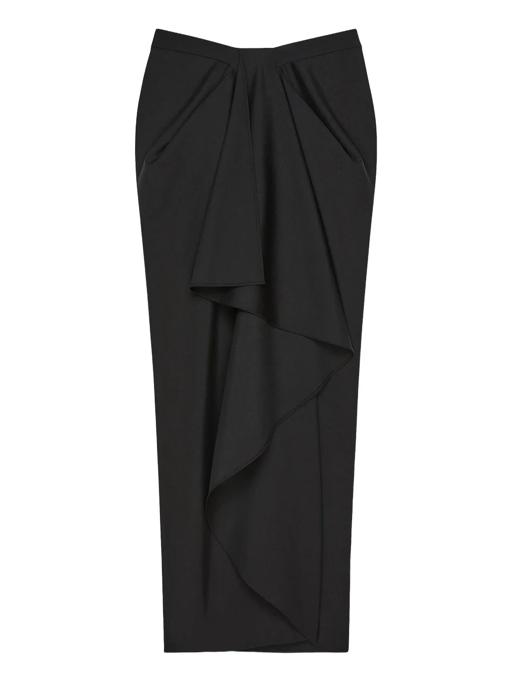 Women's Long Wrapped Skirt in Wool and Mohair - Black