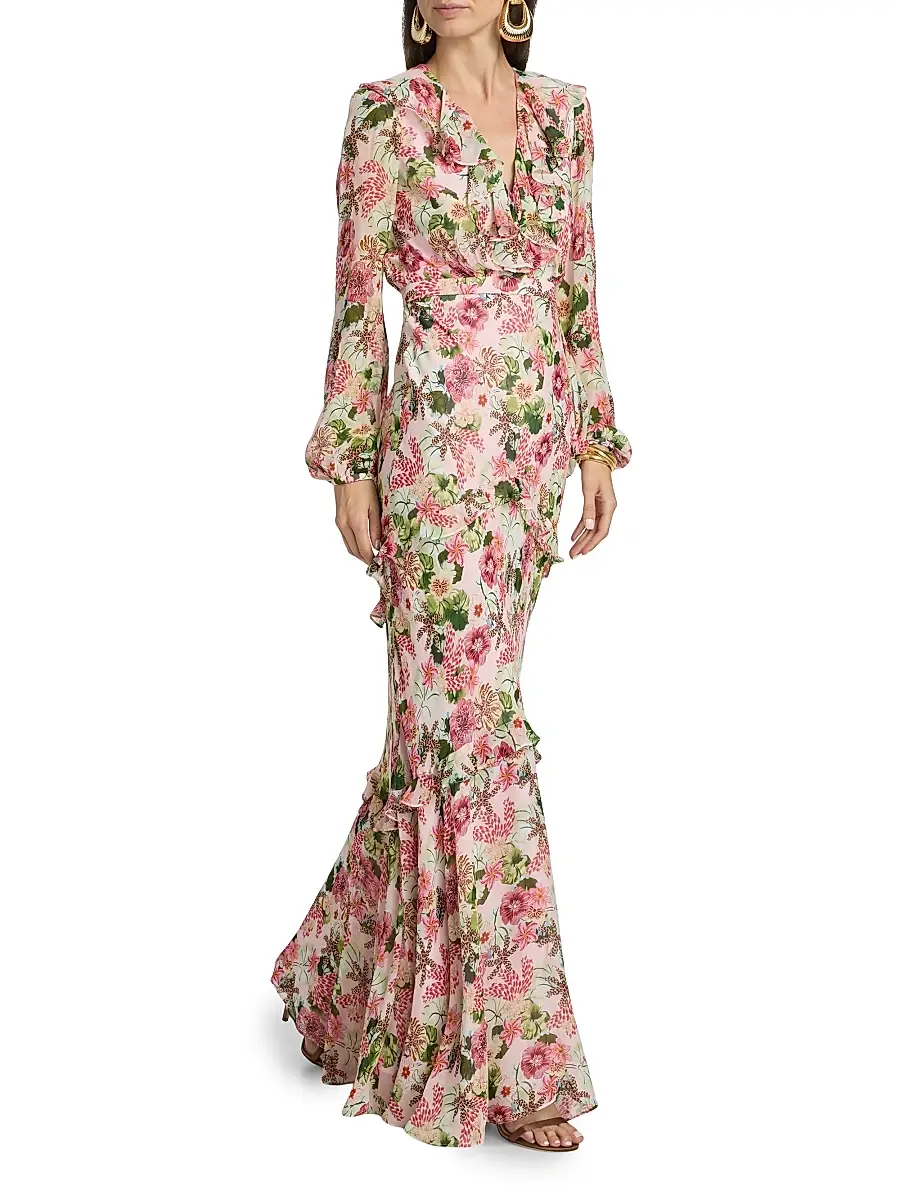 Saloni Women's Rita Floral Geroegette Maxi Dress | Thumbnail 2 Saloni Women's Rita Floral Geroegette Maxi Dress | Thumbnail 2